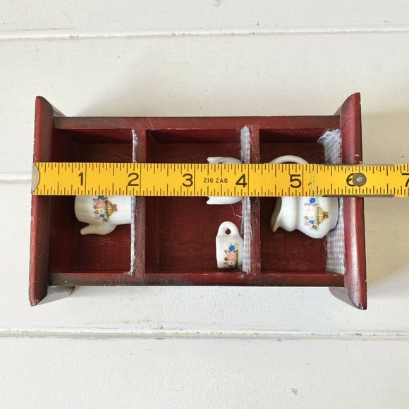 Miniature Dollhouse Wood Cupboard with Ceramic  Pitcher Jar Cup - Picture 11 of 11